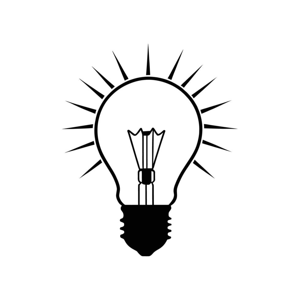 Modern Bulb Silhouette in Bold Outline on White Background vector