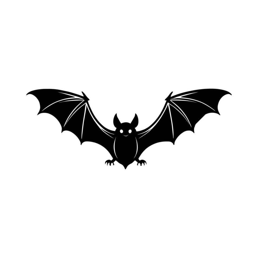 Artistic Bat Silhouette in Flight Pose on White Background vector