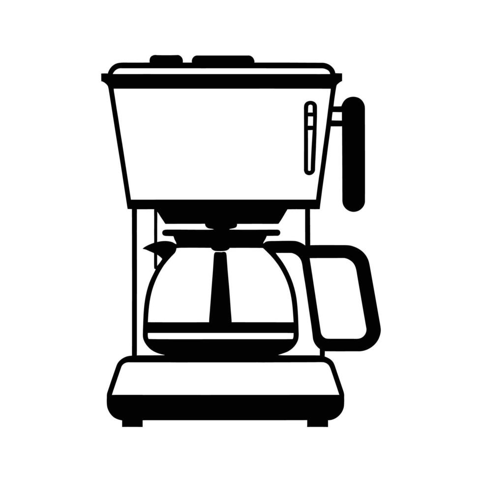 Coffee Machine with Steam Silhouette on White Background vector