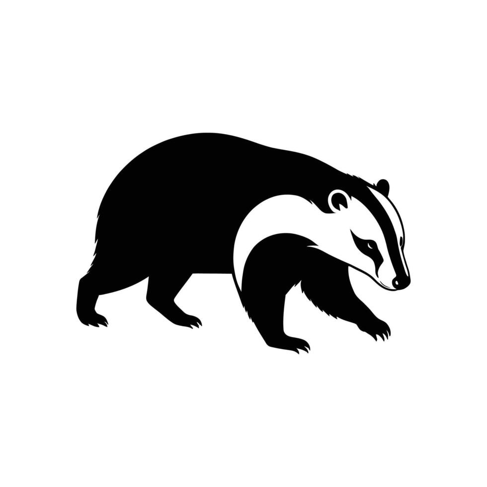 Badger Silhouette in Natural Pose on White Background vector
