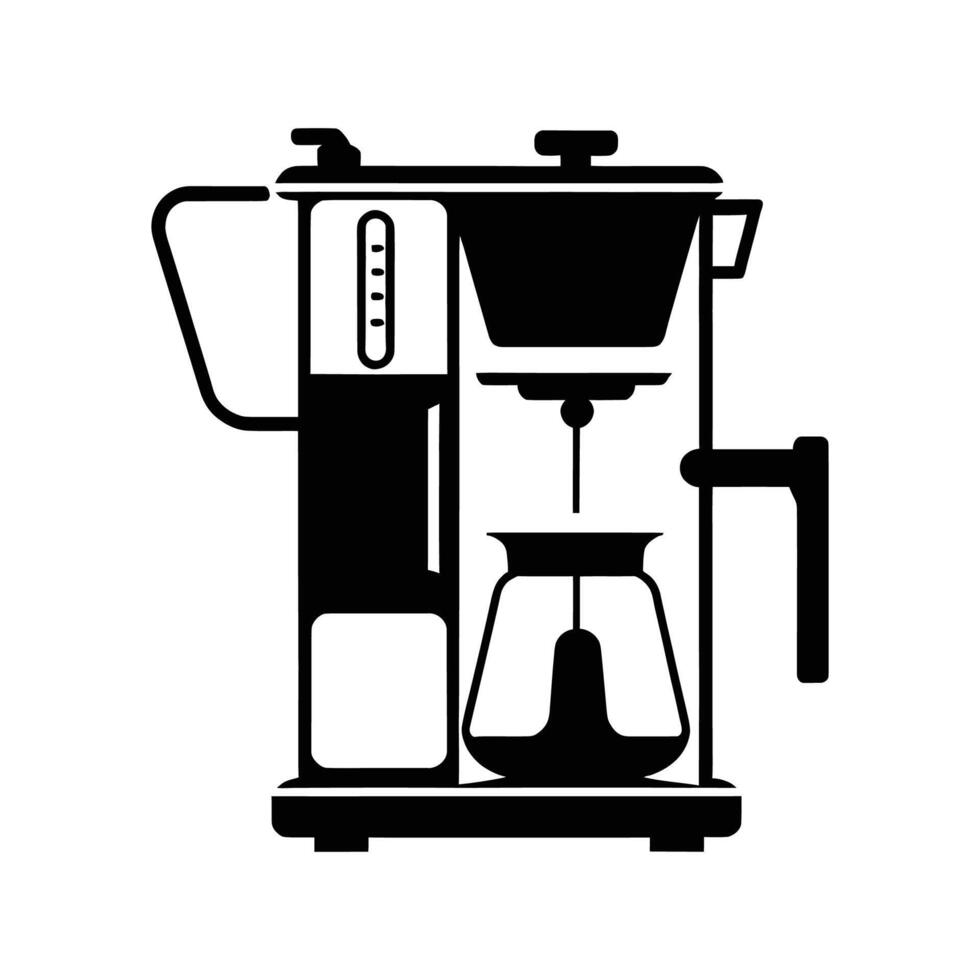 Simple Coffee Machine Silhouette in Bold Lines on White Background vector