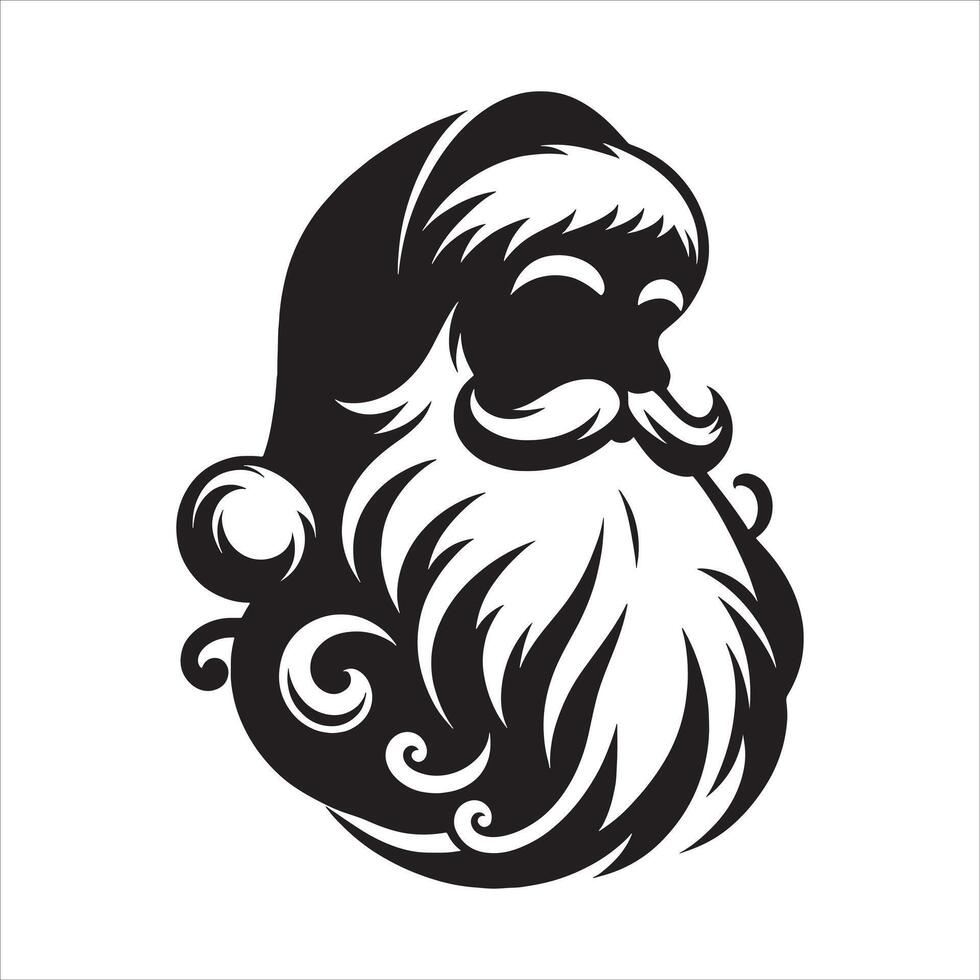 Santa Claus Silhouette in Profile View on White Background vector