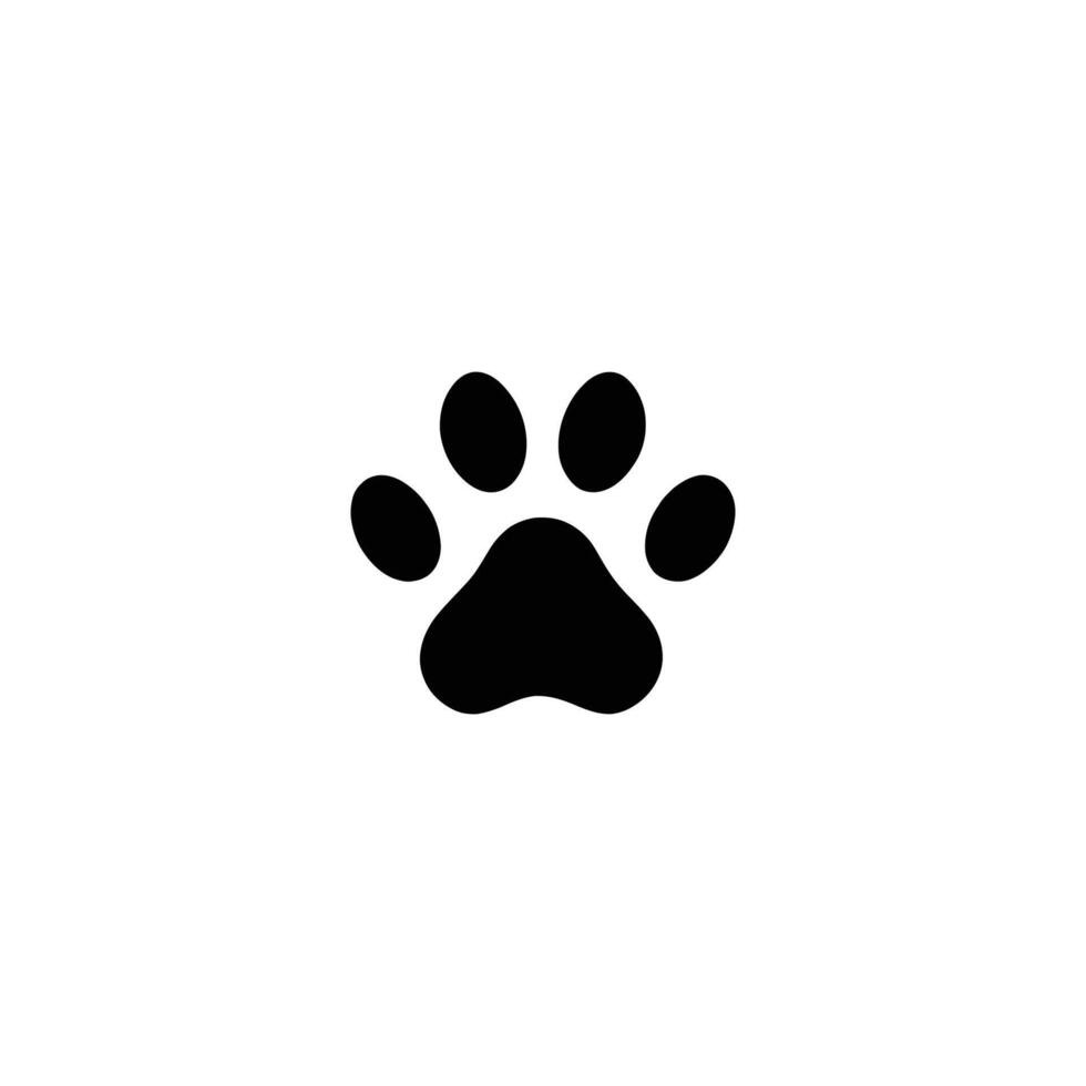 Dog Paw Silhouette with Defined Pads on White Background vector