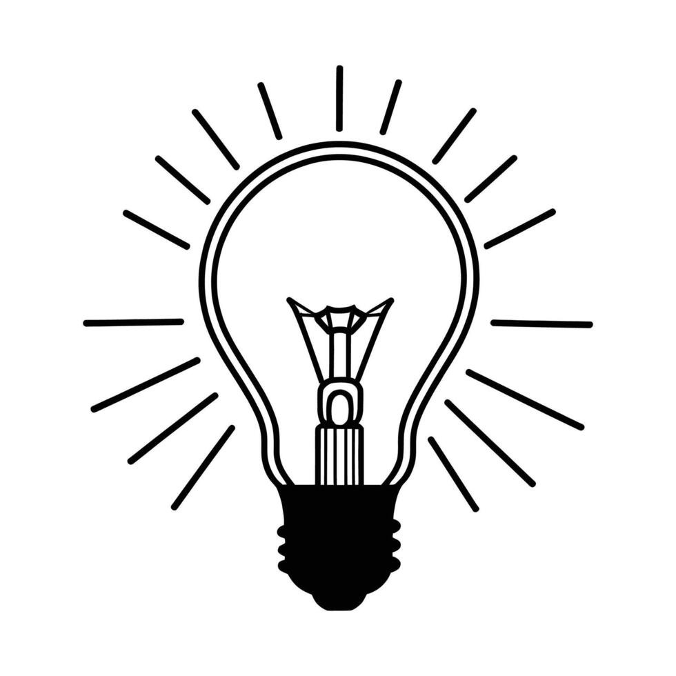 LED Bulb Silhouette in Clean Outline on White Background vector