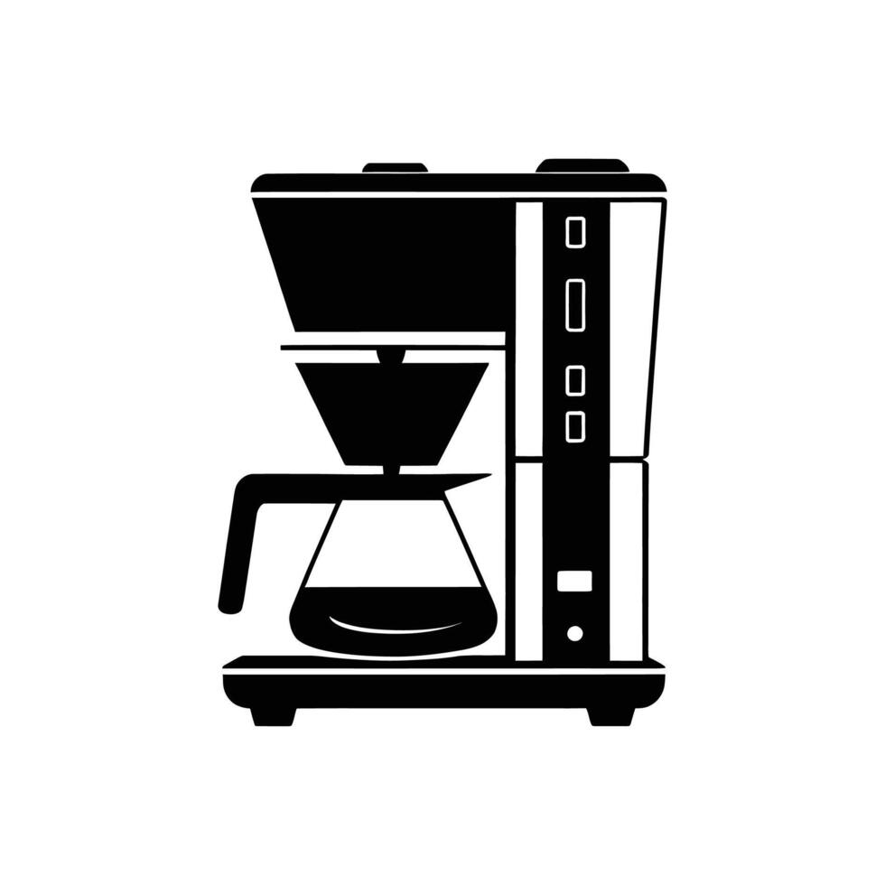 Classic Coffee Machine Silhouette on White Background vector