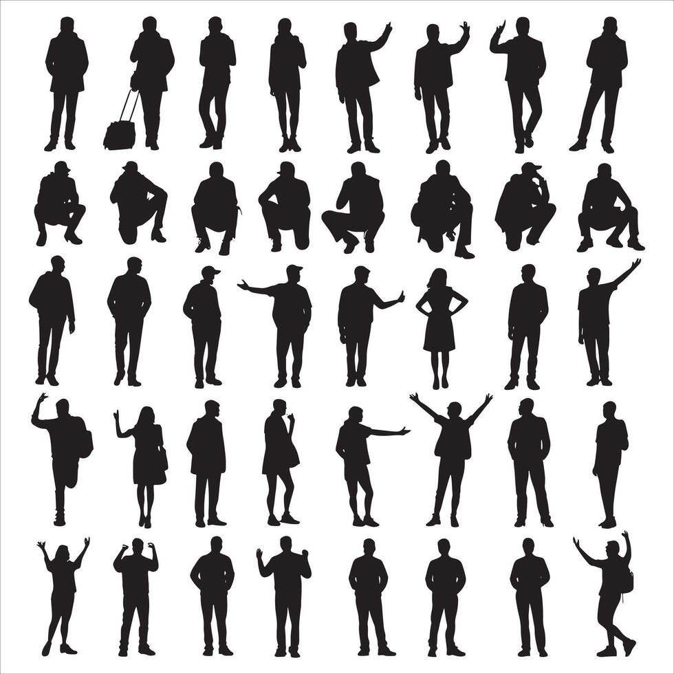 Classic Men Silhouette in Minimal Style on White Background vector