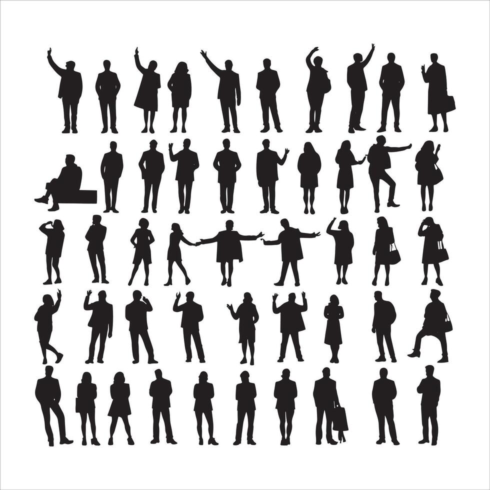 Casual Men Silhouette with Relaxed Pose on White Background vector