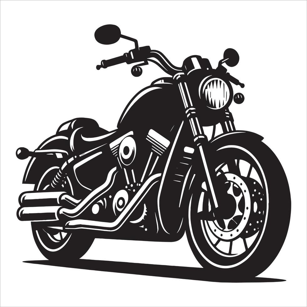 Powerful Motorcycle Silhouette in Bold Style on White Background vector