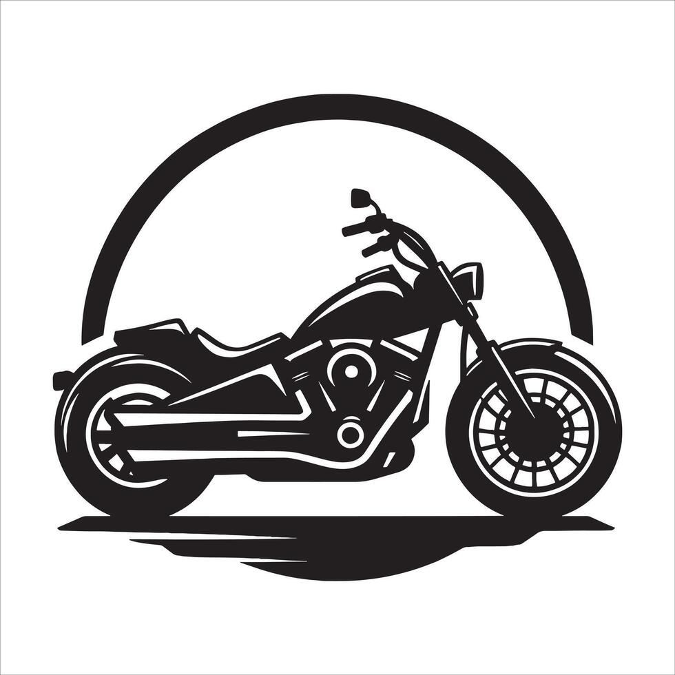 Logo Motorcycle Silhouette in Bold Outline on White Background vector