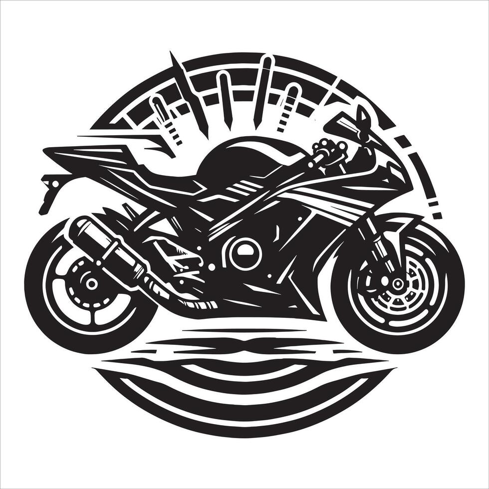 Dynamic Motorcycle Silhouette in Action Stance on White Background vector