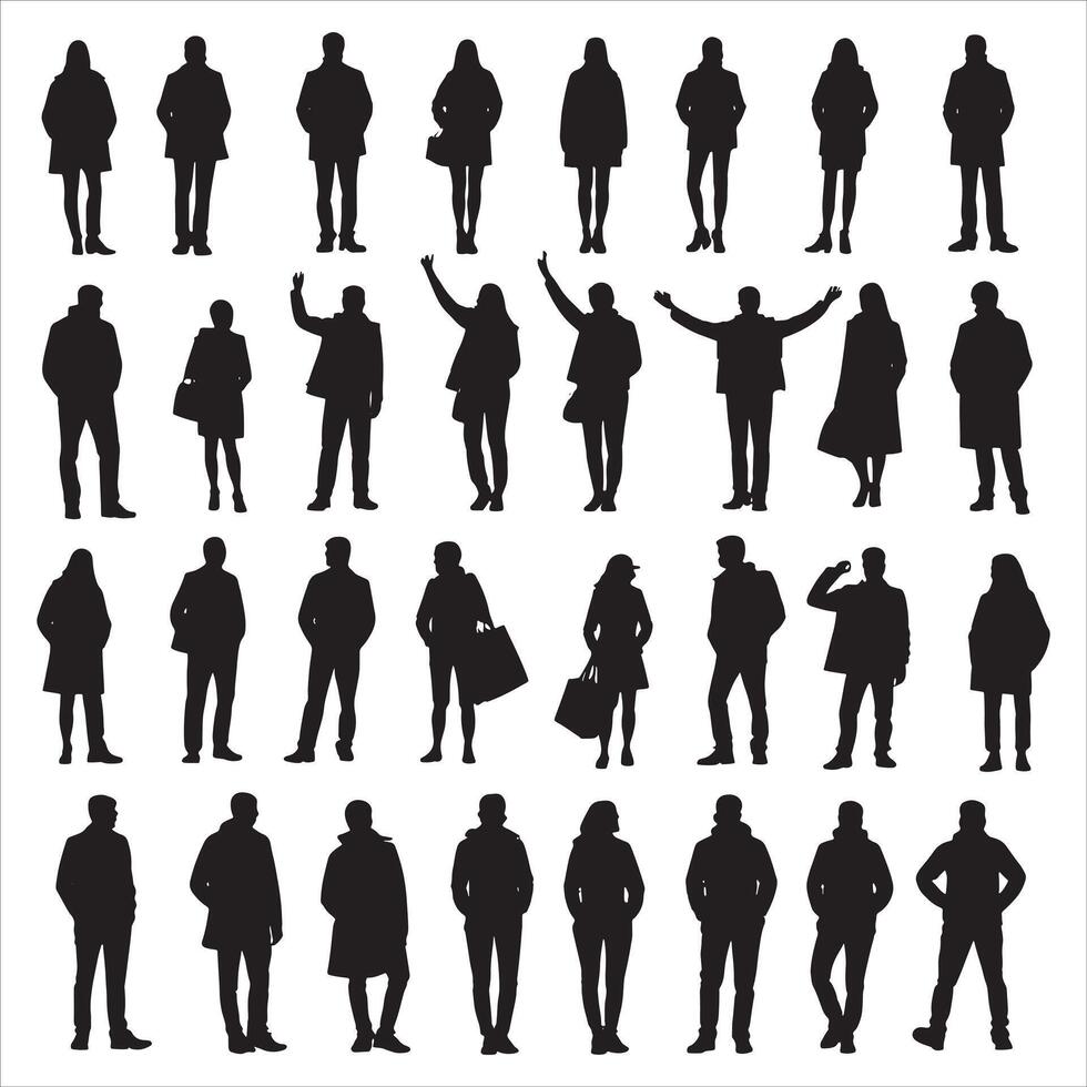 Stylish Men Silhouette in Side Profile on White Background vector