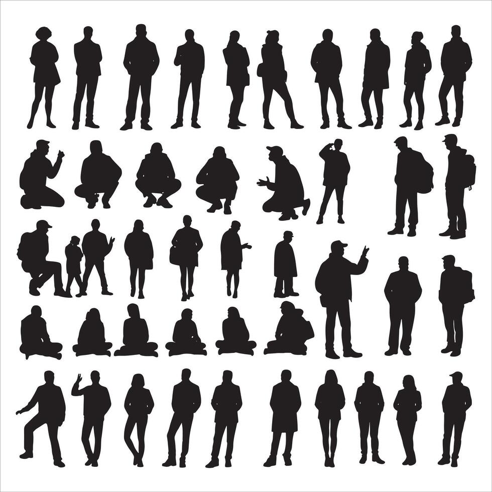 Men Silhouette Laughing Together on White Background vector