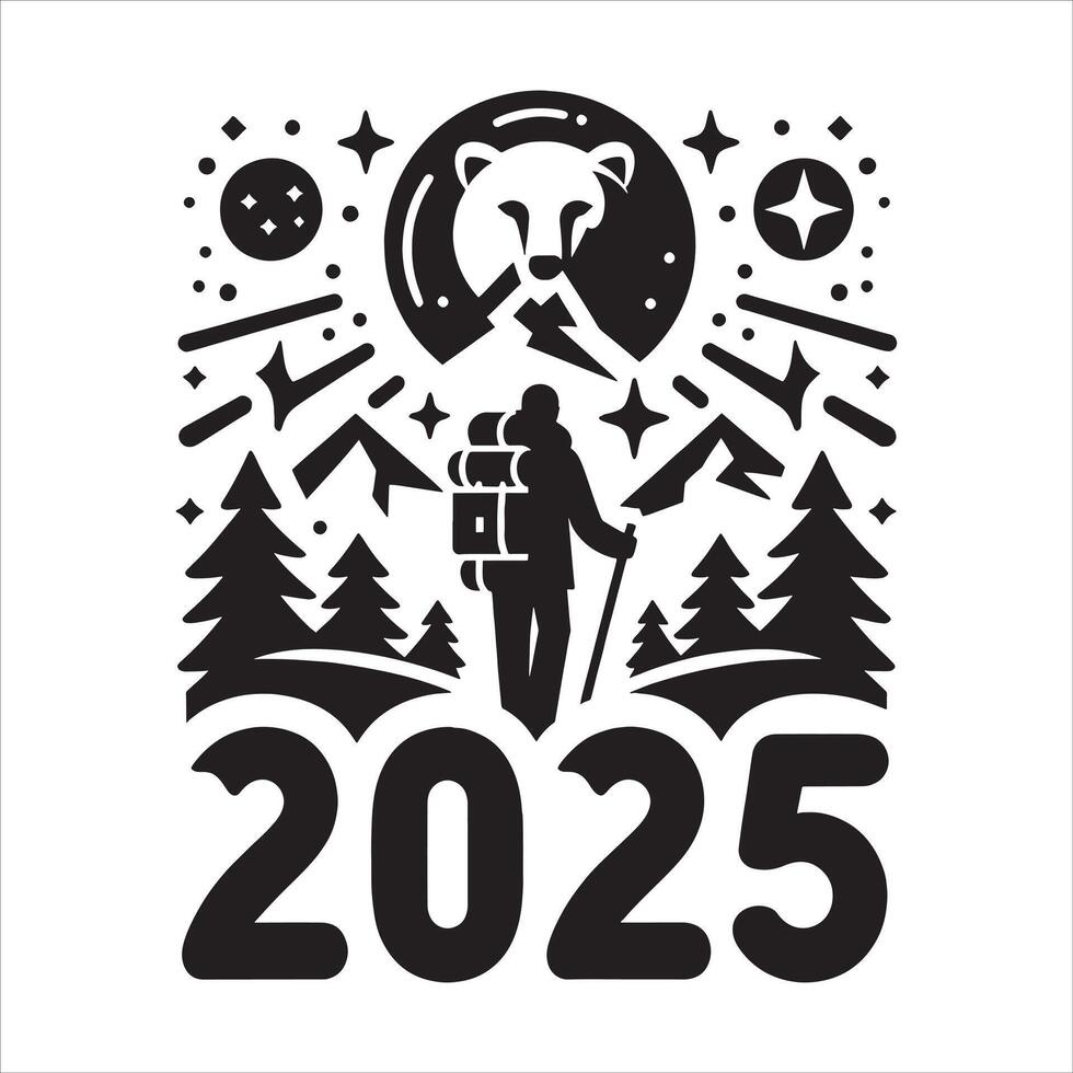 New Years 2025 Eve Silhouette with Festive Elements on White Background 52309310 Vector Art at