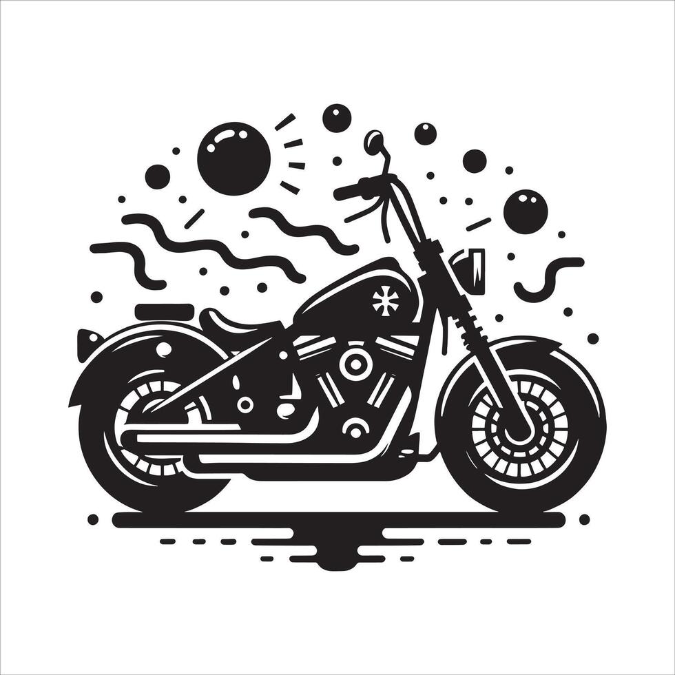 Motorcycle Silhouette with Open Road Vibe on White Background vector
