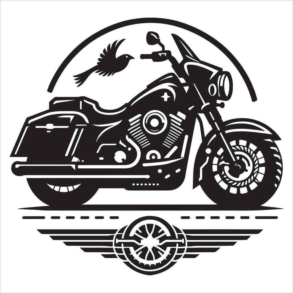 Artistic Motorcycle Silhouette with Curved Lines on White Background vector