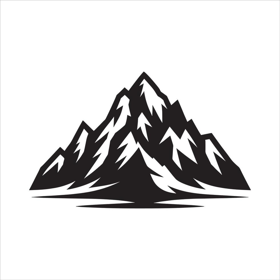 Detailed Mountain Silhouette with Rolling Hills on White Background vector