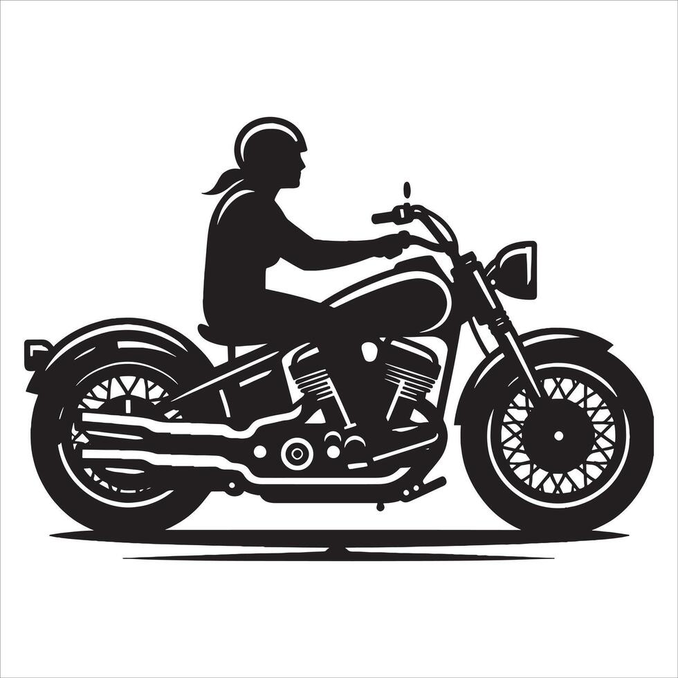Classic Motorcycle Silhouette in Side View on White Background vector