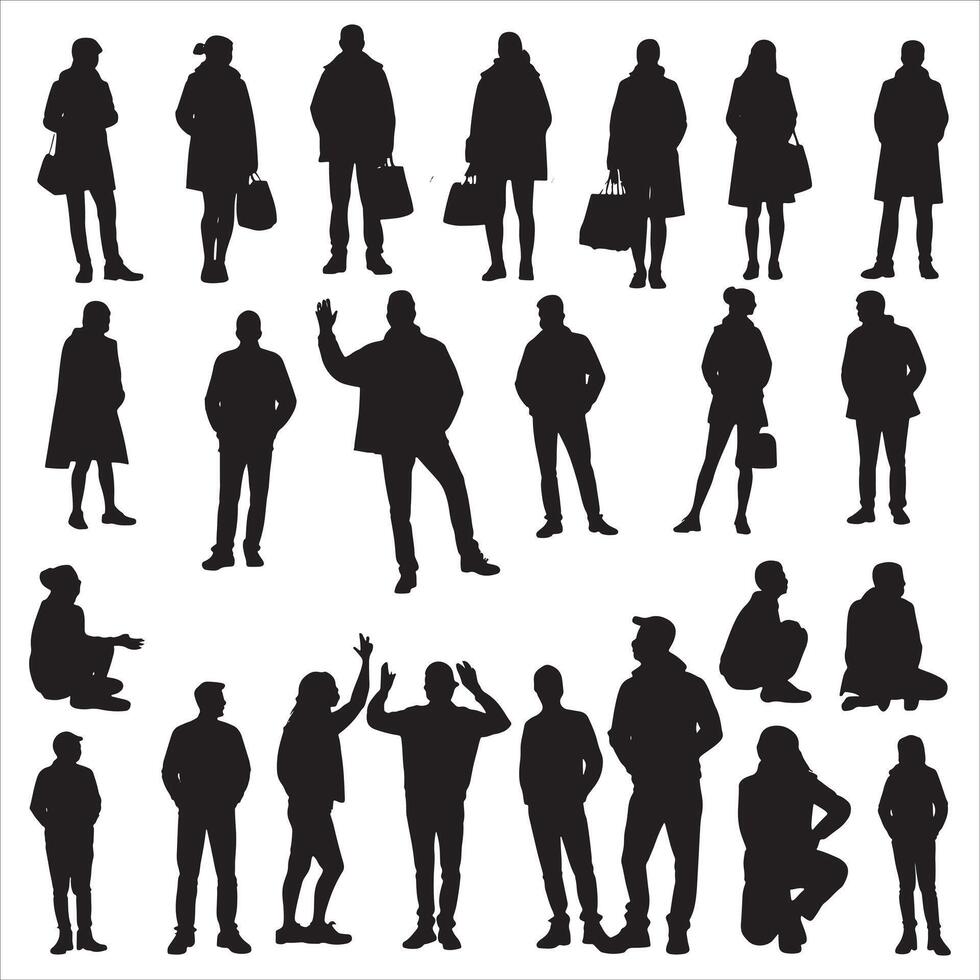 Business Men Silhouette in Professional Pose on White Background vector