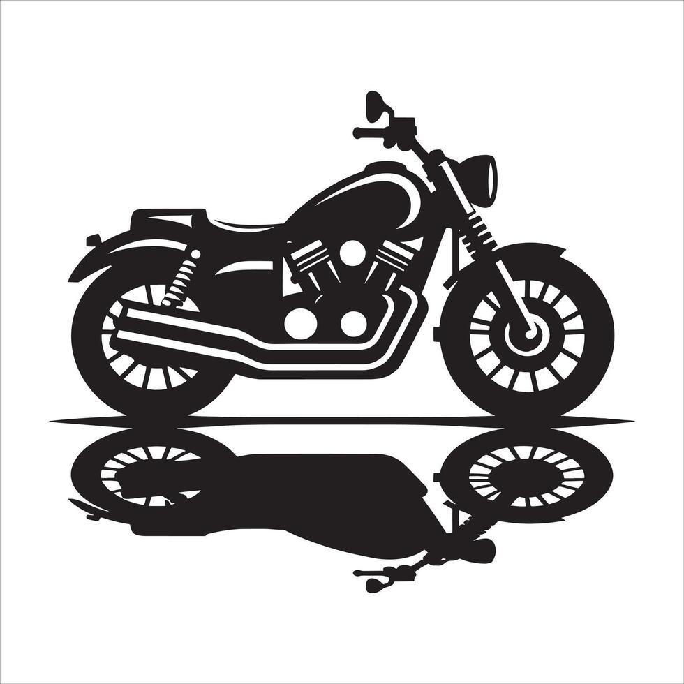 With Shadow Motorcycle Silhouette in Bold Outline on White Background vector