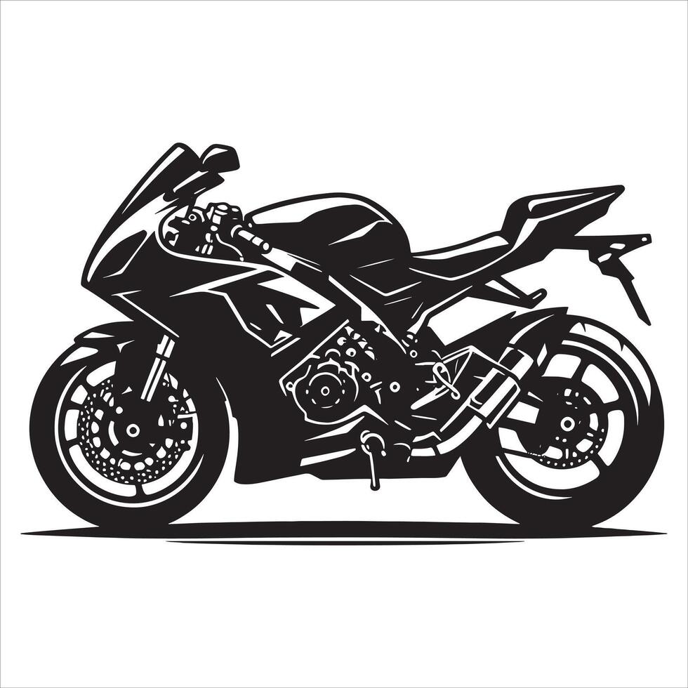 Bold Motorcycle Silhouette with Large Wheels on White Background vector