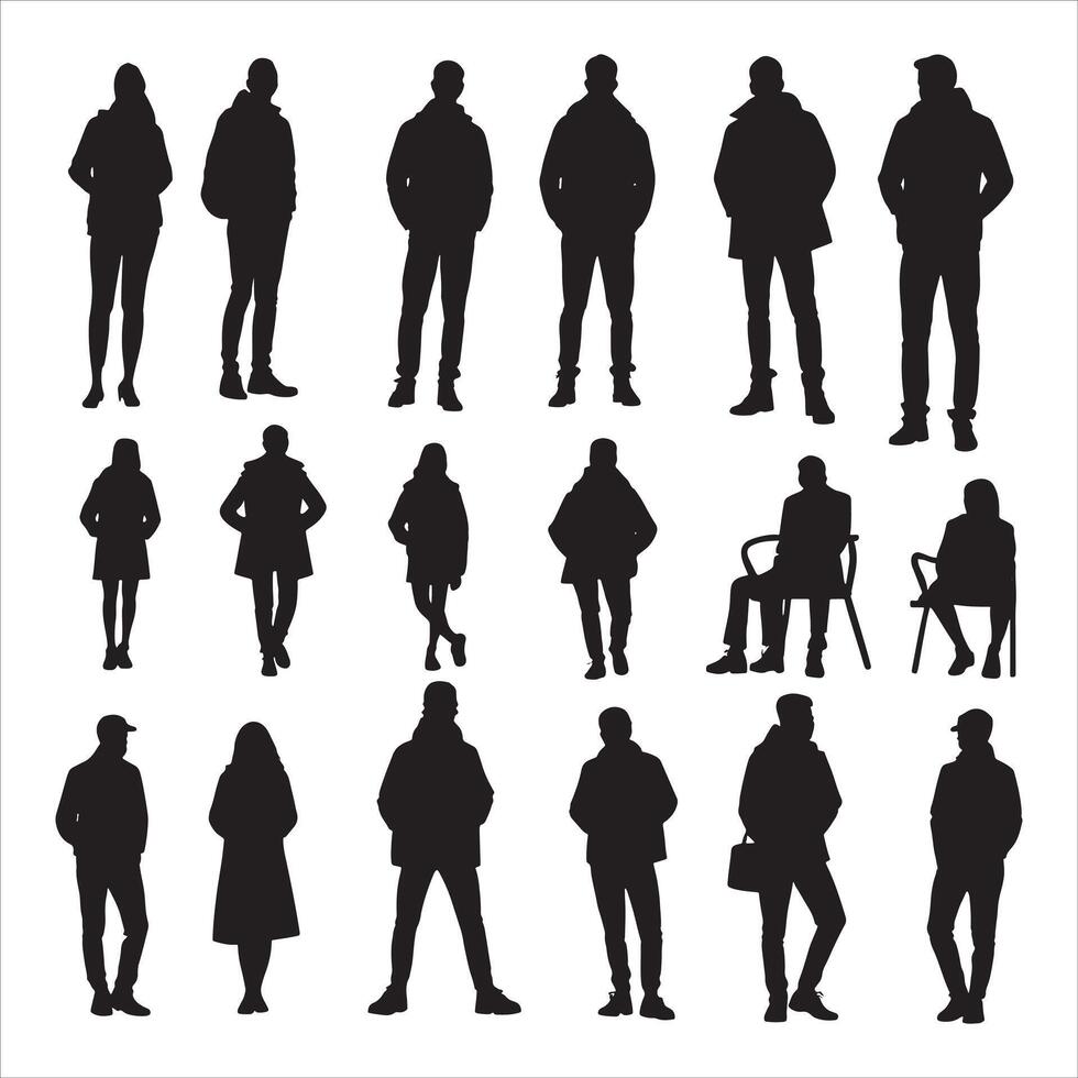 Friends Silhouette with Happy Expressions on White Background vector