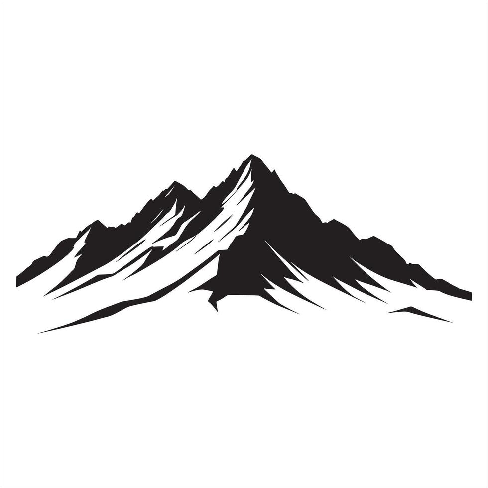 Artistic Mountain Silhouette with Ridge Lines on White Background vector