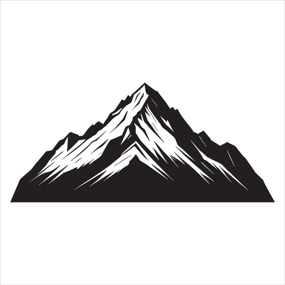 Scenic Mountain Silhouette in Simple Outline on White Background vector