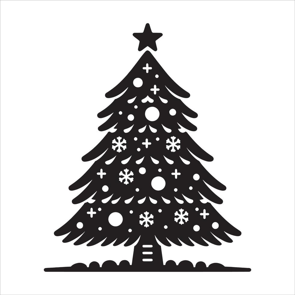 Iconic Christmas Silhouette with Holly Leaves on White Background vector