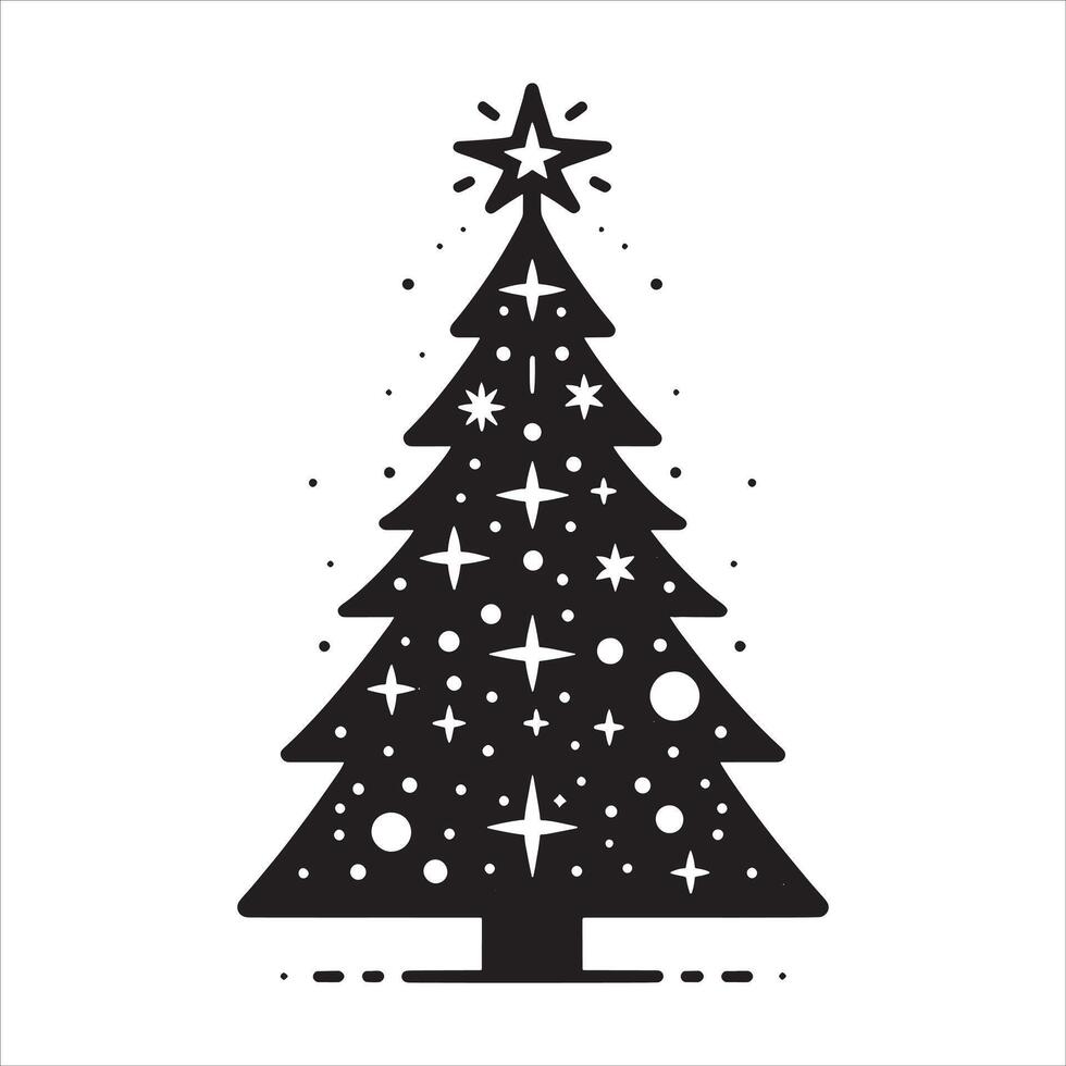 Christmas Star Silhouette in Bold Outline on White Background vector