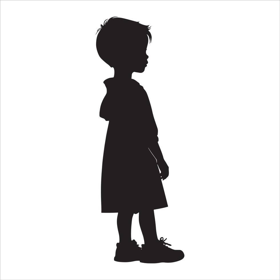Energetic Child Silhouette in Play Pose on White Background vector