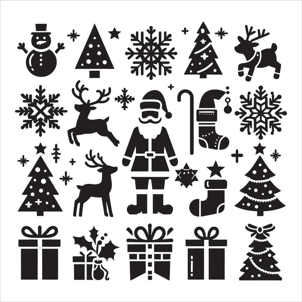 Festive Christmas Silhouette with Bow on White Background vector
