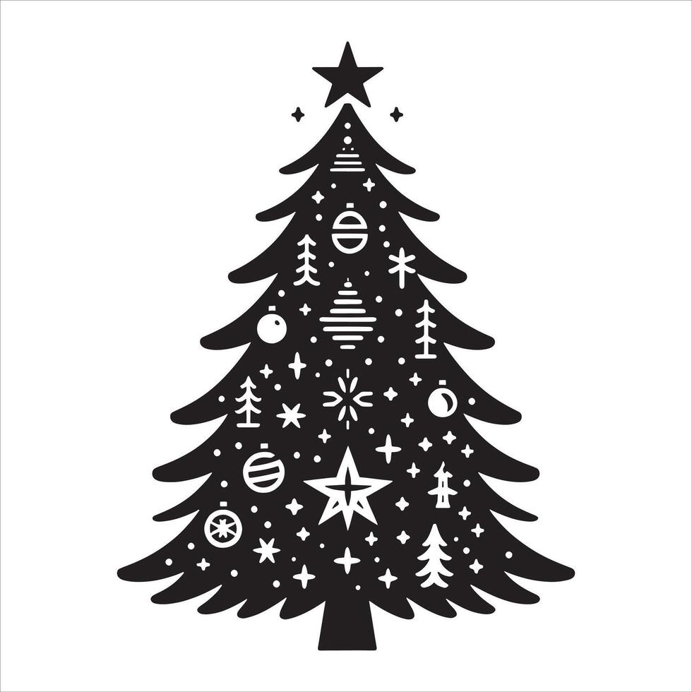 Classic Christmas Silhouette in Profile on White Background vector