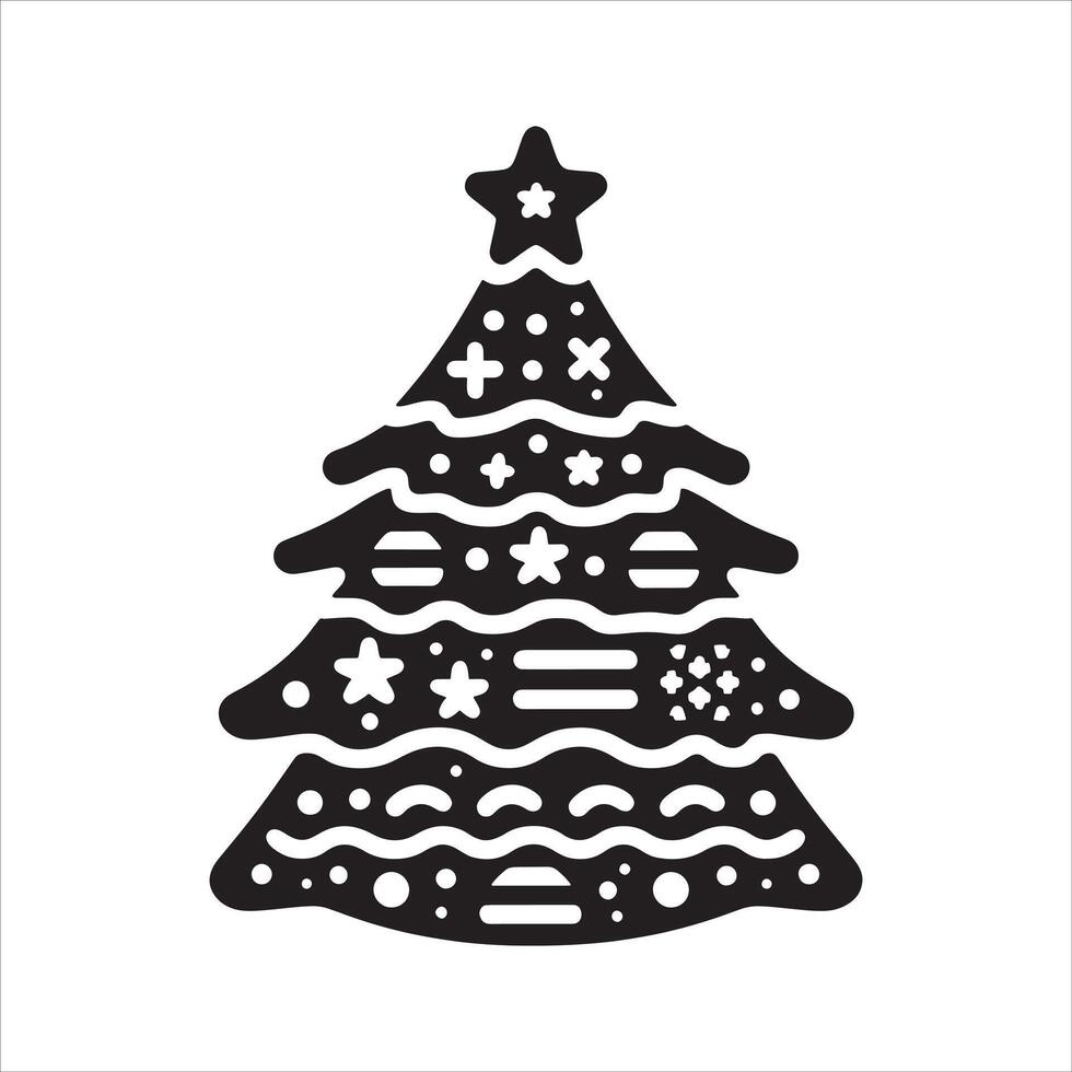 Sleigh and Christmas Tree Silhouette on White Background vector