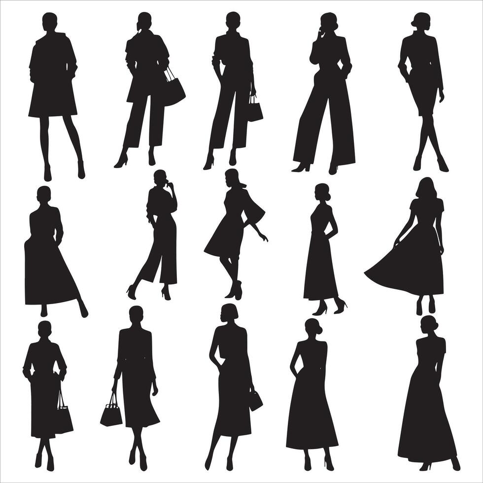 Professional Women Silhouette in Profile View on White Background vector