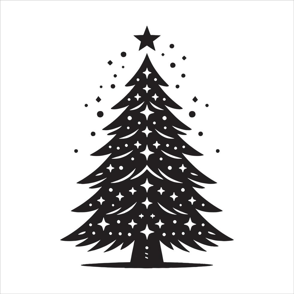 Festive Christmas Silhouette with Bow on White Background vector