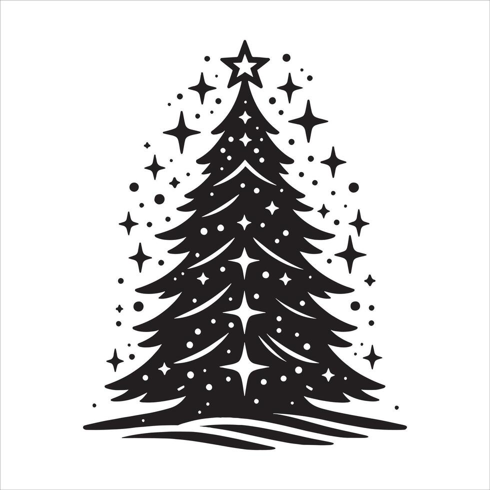 Christmas Silhouette on White Background vector