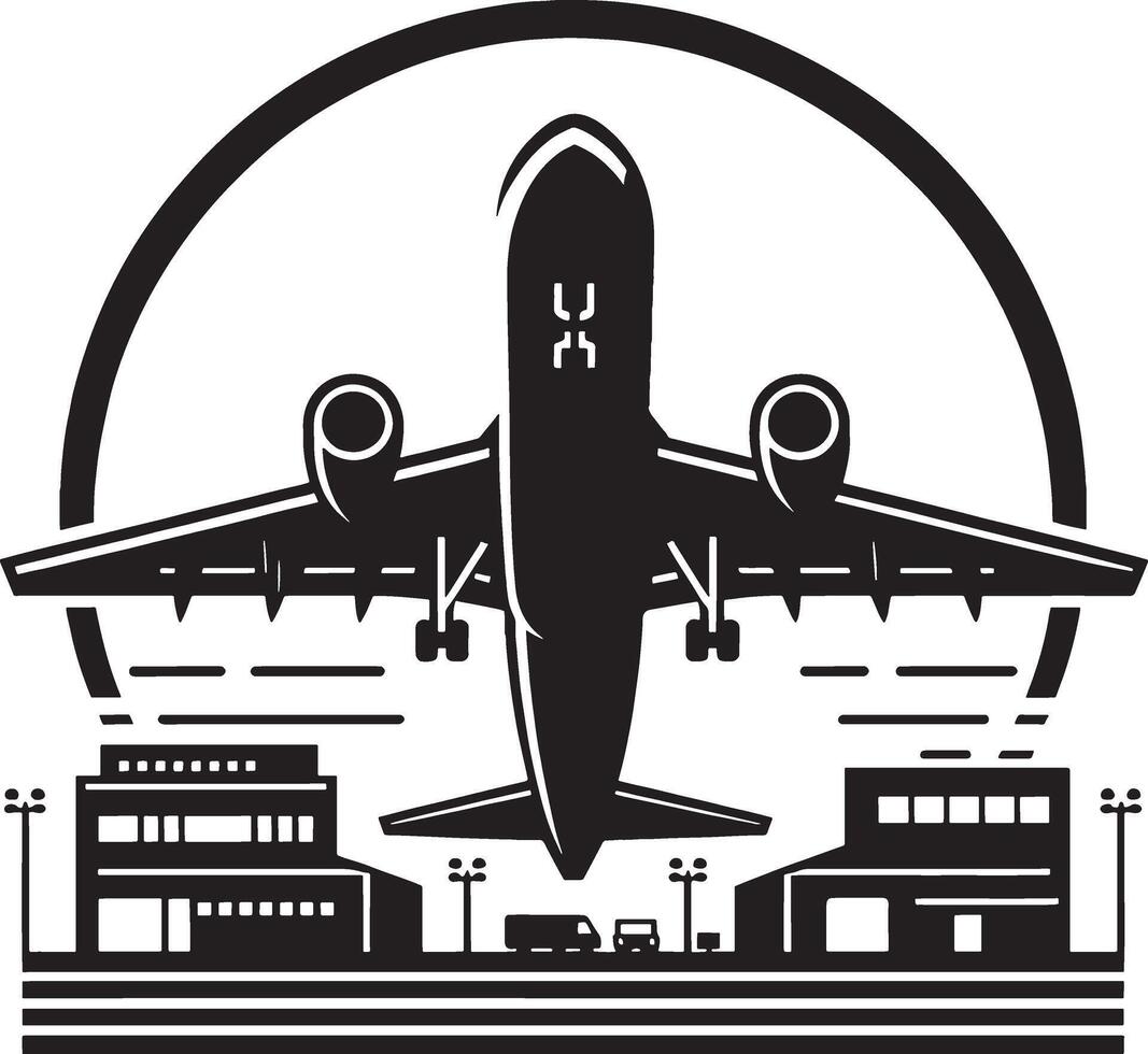 Airplane Silhouette with Rounded Wings on White Background vector