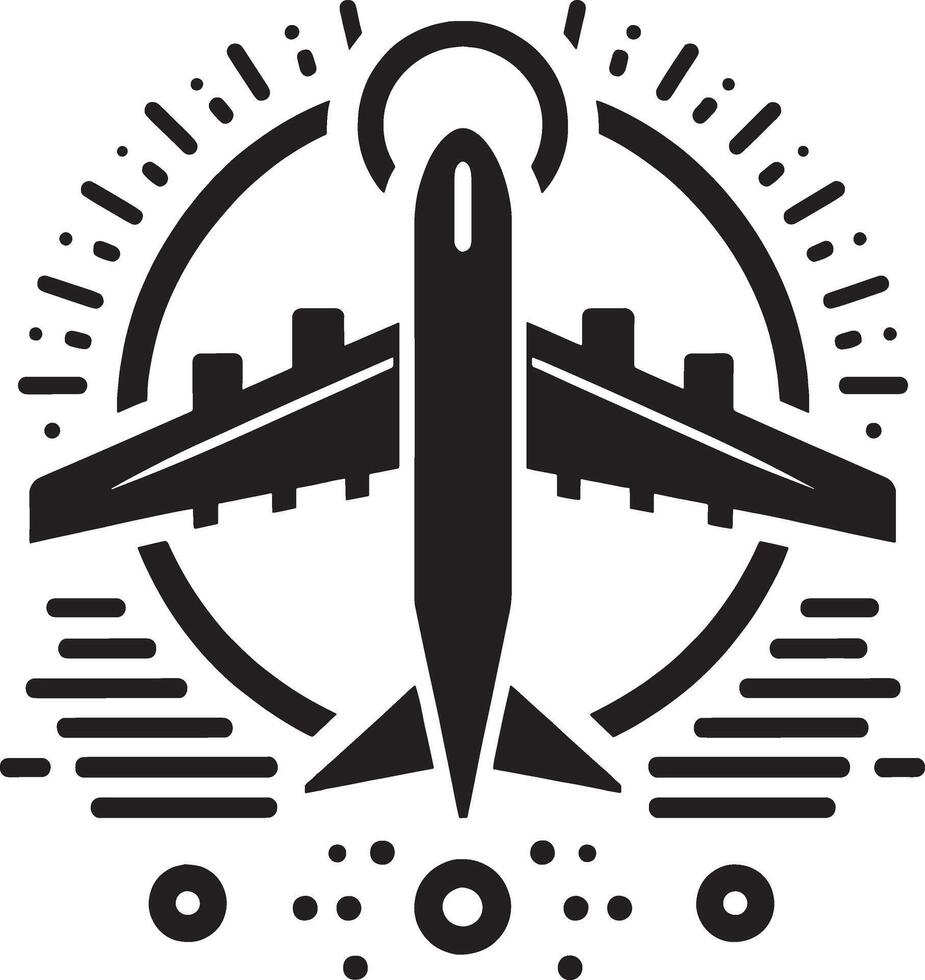 Airplane Silhouette with Tail in Focus on White Background vector