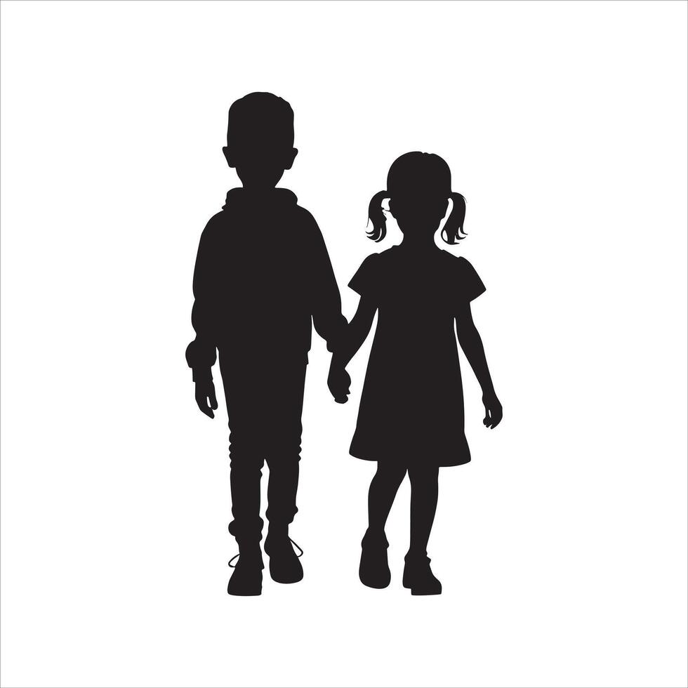 Happy Child Silhouette Jumping on White Background vector