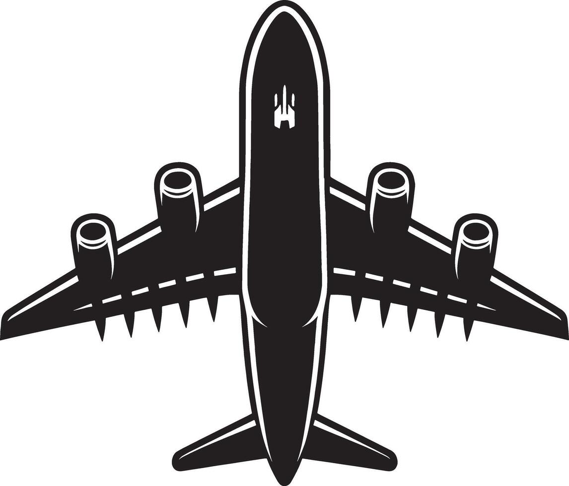Simple Airplane Silhouette on White Background vector