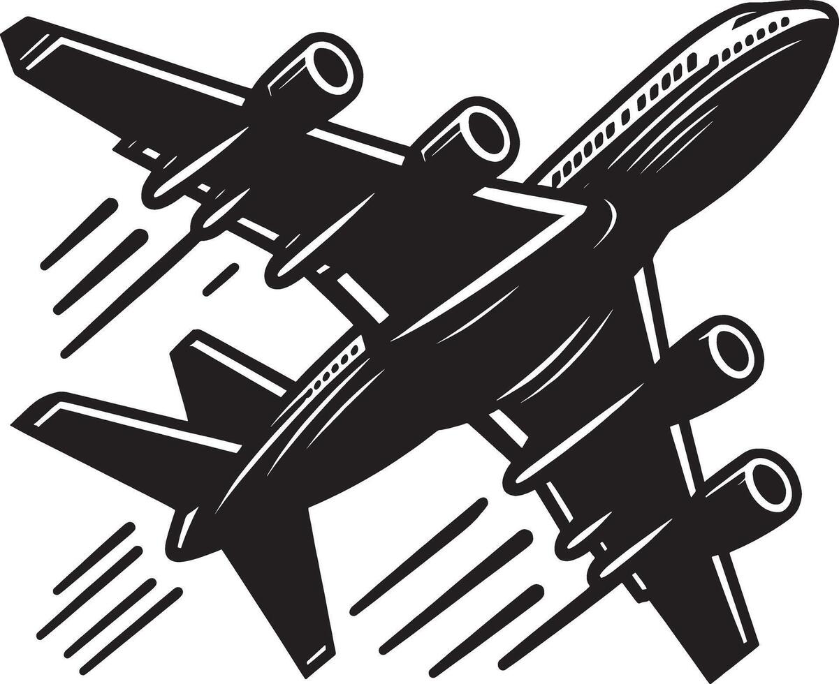 Side View Airplane Silhouette on White Background vector