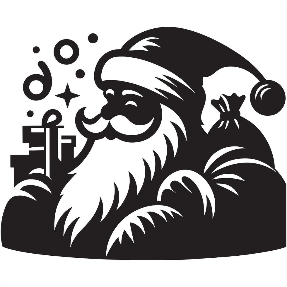 Santa Silhouette Spreading Joy on White Background vector