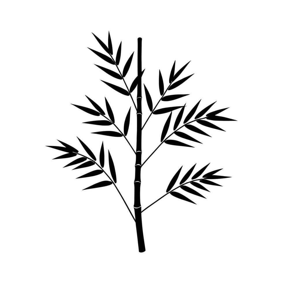 Single Bamboo Leaf in Delicate Silhouette on White Background vector