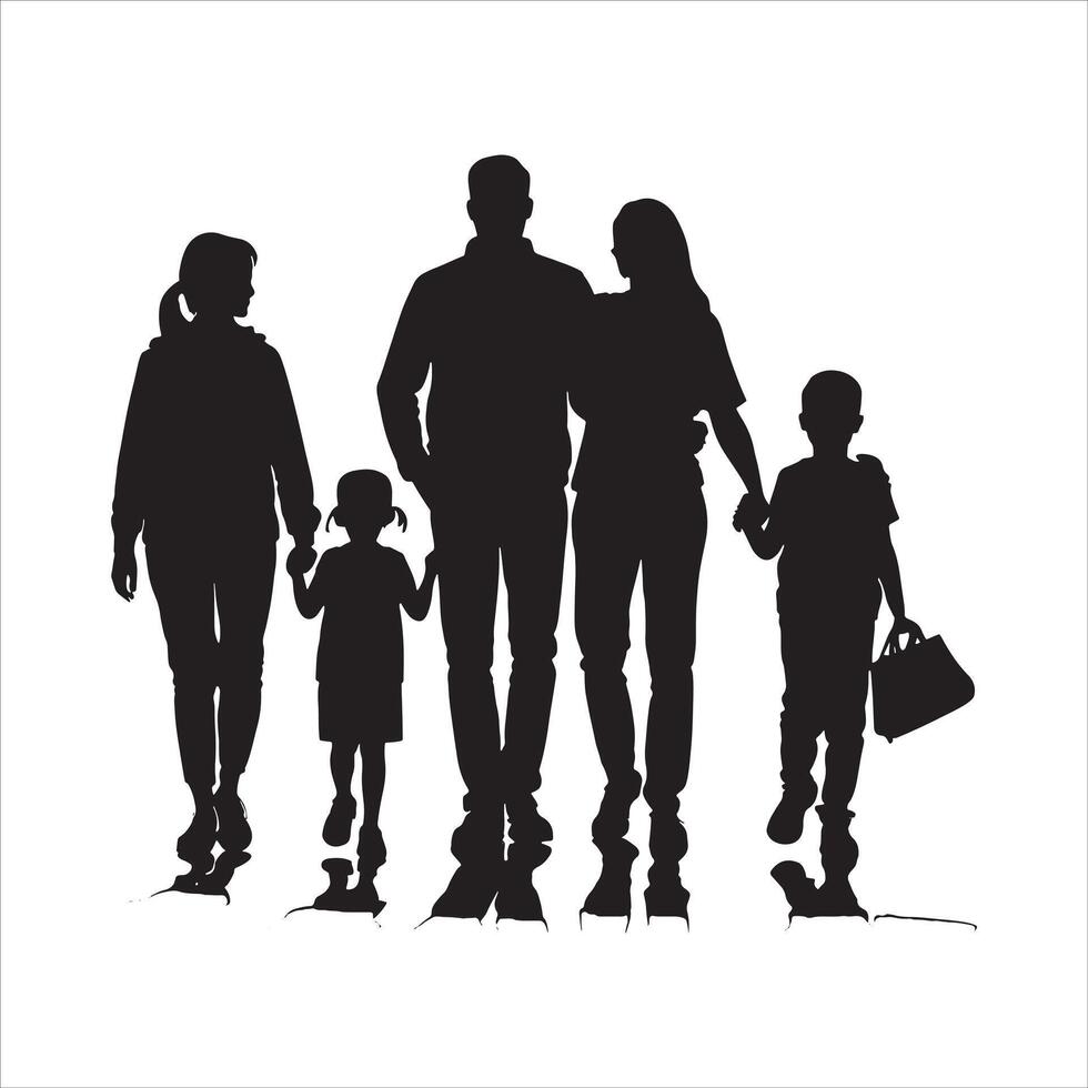 Family Silhouette Sharing a Joyful Moment on White Background vector