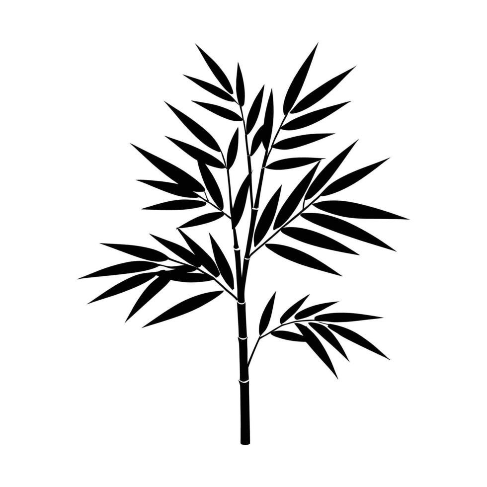 Minimalist Bamboo Leaf in Simple Silhouette on White Background vector