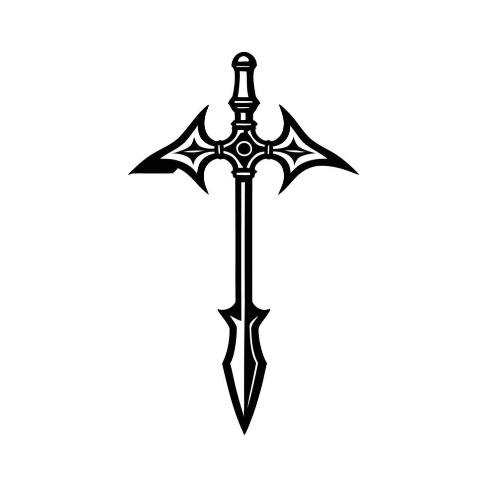 Rustic Axe Silhouette with Textured Handle on White Background vector