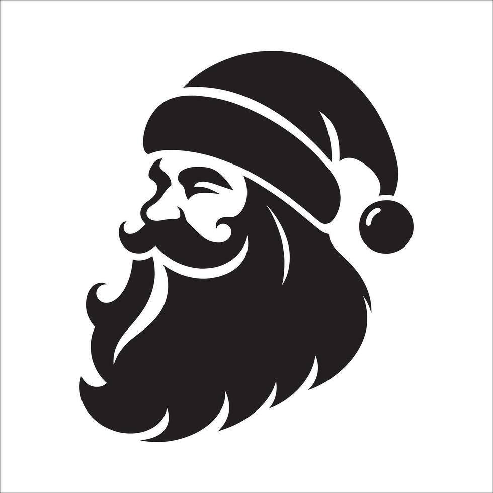 Festive Santa Silhouette with Cheerful Pose on White Background vector