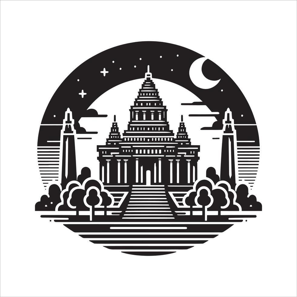 Famous Building Landmark Silhouette on White Background vector