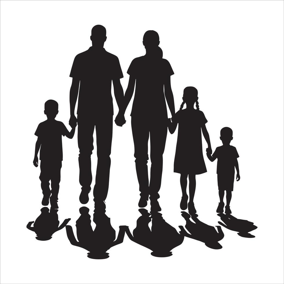 Classic Family Silhouette with Child on Shoulders on White Background vector
