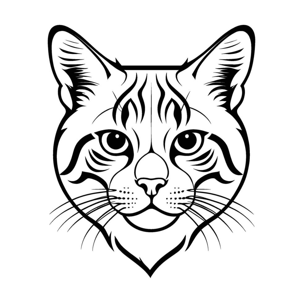 Simple Scottish Cat Head Silhouette in Side Profile on White Background vector